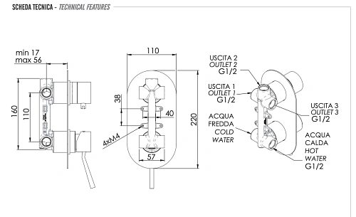 Смеситель для душа Remer Minimal N93 Смеситель для душа Remer Minimal N93