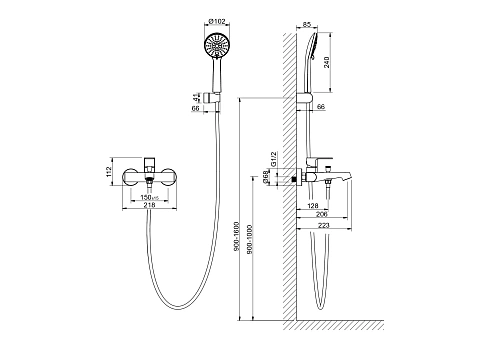 Смеситель для ванны Aquatek Оберон AQ1249BG золото шлифованное Смеситель для ванны Aquatek Оберон AQ1249BG золото шлифованное