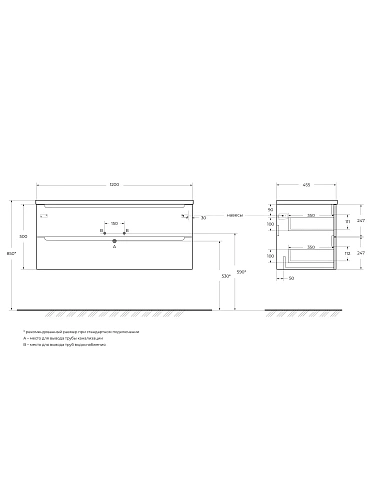 Тумба под раковину BelBagno ETNA 1200x455x500 ETNA-1200-2C-SO-AO подвесная голубой матовый Тумба под раковину BelBagno ETNA 1200x455x500 ETNA-1200-2C-SO-AO подвесная голубой матовый