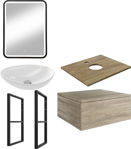 Комплект мебели DIWO Элиста 60 светлое дерево, столешница светлое дерево с раковиной Moduo 55 Leaf 5 567961 Комплект мебели DIWO Элиста 60 светлое дерево, столешница светлое дерево с раковиной Moduo 55 Leaf 5 567961