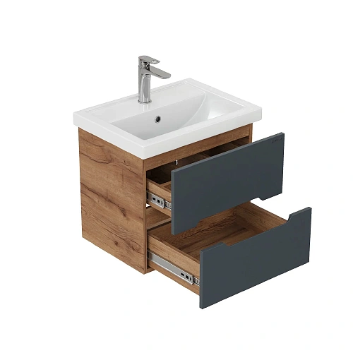 Тумба под раковину Onika Айленд 50 см 105041, подвесная, графит/дуб крафт золотой (для Фостер 50) Тумба под раковину Onika Айленд 50 см 105041, подвесная, графит/дуб крафт золотой (для Фостер 50)