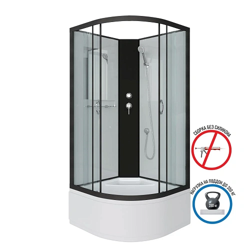 Душевая кабина Niagara Classic NG-6709-14BK (1000х1000х2000) высокий поддон (45см) стекло прозрачное черные профиля 67091414BK Душевая кабина Niagara Classic NG-6709-14BK (1000х1000х2000) высокий поддон (45см) стекло прозрачное черные профиля 67091414BK