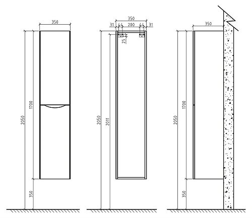 Шкаф-пенал BelBagno Ancona-N ANCONA-N-1700-2A-SC-WO-L левый 350x350 мм Шкаф-пенал BelBagno Ancona-N ANCONA-N-1700-2A-SC-WO-L левый 350x350 мм