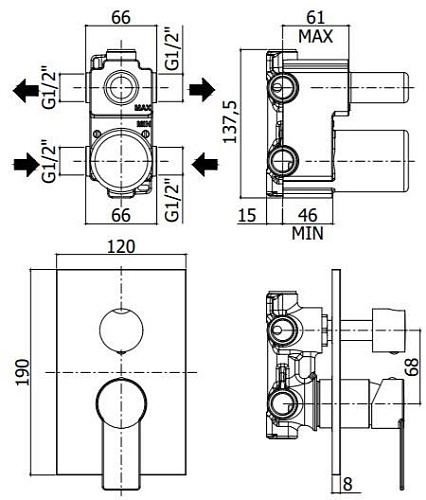 Смеситель для ванны Paffoni Tango TA018CR/М с внутренней частью, хром Смеситель для ванны Paffoni Tango TA018CR/М с внутренней частью, хром