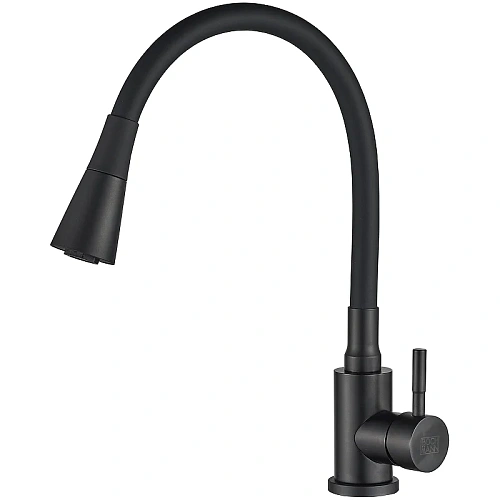 Смеситель для кухни BOCH MANN MIA B BM10421 из нержавеющей стали с гибким изливом, черный Смеситель для кухни BOCH MANN MIA B BM10421 из нержавеющей стали с гибким изливом, черный