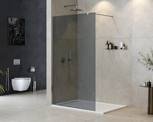 Душевая перегородка CEZARES LIBERTA-L-1-110-120-GR-Cr 110см стекло тонированное (графит), профиль хром Душевая перегородка CEZARES LIBERTA-L-1-110-120-GR-Cr 110см стекло тонированное (графит), профиль хром