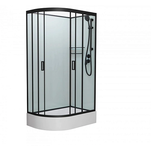 Душевая кабина Frank F412/1R М Black без крыши черный профиль матовое стекло 120x80 20069 Душевая кабина Frank F412/1R М Black без крыши черный профиль матовое стекло 120x80 20069