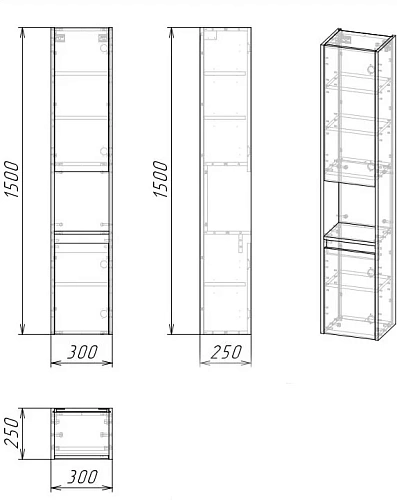 Шкаф-пенал GROSSMAN ТЕНЗА-30 см Пр. веллингтон 303008 Шкаф-пенал GROSSMAN ТЕНЗА-30 см Пр. веллингтон 303008