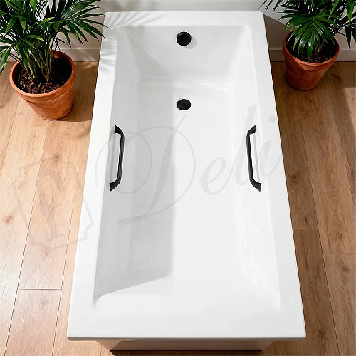 Ванна из искусственного камня Delice Diapason 165х70 DLR330017RB-G глянцевая с черными ручками Ванна из искусственного камня Delice Diapason 165х70 DLR330017RB-G глянцевая с черными ручками