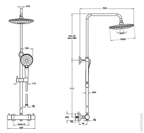 Душевая система VitrA Aquaheat A4720536EXP матовый черный Душевая система VitrA Aquaheat A4720536EXP матовый черный