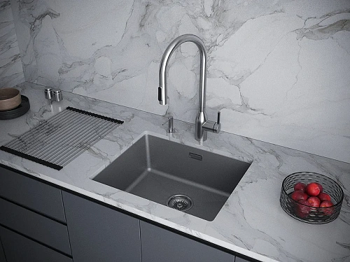 Кухонная мойка Paulmark LUMI 55UNI LU55-GRM, серый металлик, 555х460 Кухонная мойка Paulmark LUMI 55UNI LU55-GRM, серый металлик, 555х460