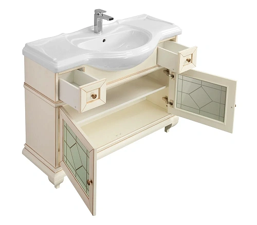 Тумба под раковину Aquaton Беатриче 105 слоновая кость с патиной 1A187201BEM60 Тумба под раковину Aquaton Беатриче 105 слоновая кость с патиной 1A187201BEM60