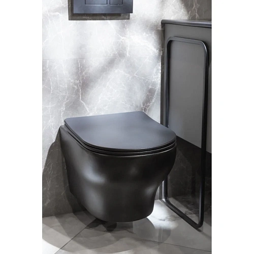 Унитаз подвесной Boheme FIORE 978-SET-B черный матовый c крышкой Унитаз подвесной Boheme FIORE 978-SET-B черный матовый c крышкой