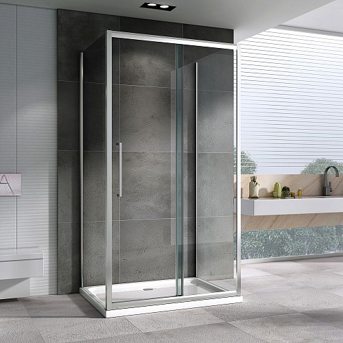 Душевой уголок ABBER Schwarzer Diamant AG30130H-S60-S60 130x60 см универсальный, профиль хром, стекло прозрачное Душевой уголок ABBER Schwarzer Diamant AG30130H-S60-S60 130x60 см универсальный, профиль хром, стекло прозрачное