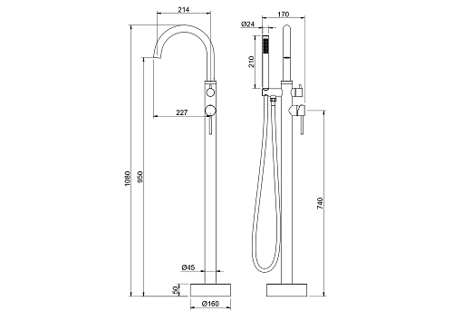 Смеситель для ванны Aquatek Европа AQ1345BG золото шлифованное, напольный Смеситель для ванны Aquatek Европа AQ1345BG золото шлифованное, напольный