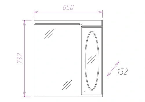 Зеркальный шкаф Onika КРИСТИ 65.01 правый 206536 Зеркальный шкаф Onika КРИСТИ 65.01 правый 206536