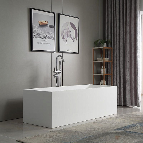 Ванна отдельностоящая ABBER AS9642-1.8 180x76 универсальная, белая матовая, искусственный камень Ванна отдельностоящая ABBER AS9642-1.8 180x76 универсальная, белая матовая, искусственный камень