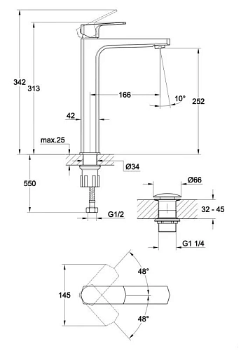 Смеситель для раковины Cersanit WISLA (A63059) однорычажный клик клак 63059 Смеситель для раковины Cersanit WISLA (A63059) однорычажный клик клак 63059