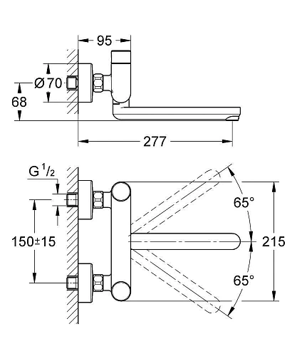 Смеситель для раковины GROHE Eurosmart Cosmopolitan T, хром (36319000) автоматический Смеситель для раковины GROHE Eurosmart Cosmopolitan T, хром (36319000) автоматический