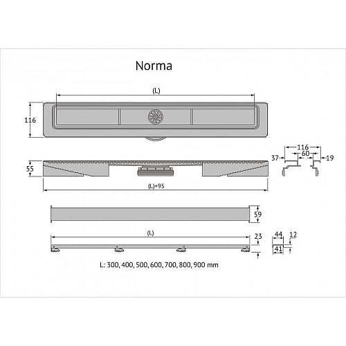 Душевой лоток BERGES C1 Norma 600, матовый хром, S-сифон D50/105мм H50 вертикальный 090037 Душевой лоток BERGES C1 Norma 600, матовый хром, S-сифон D50/105мм H50 вертикальный 090037