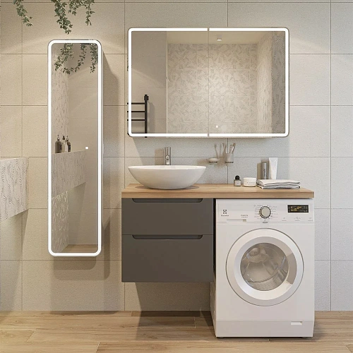 Тумба с раковиной STWORKI Берген 60 серая со светлой столешницей 122, Moduo 55 Leaf, R 549664 Тумба с раковиной STWORKI Берген 60 серая со светлой столешницей 122, Moduo 55 Leaf, R 549664