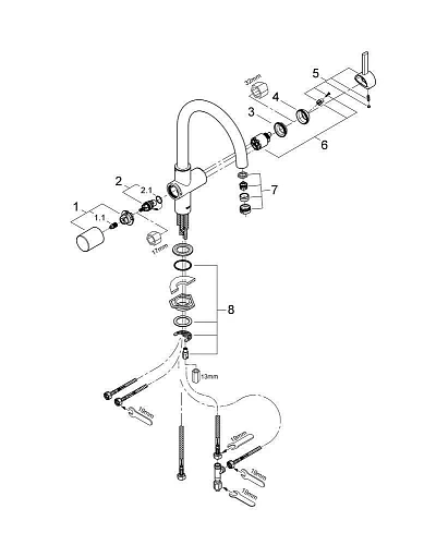 Смеситель для кухни GROHE Blue с высоким изливом для водопроводной и фильтрованной воды, хром (33251 33251000 Смеситель для кухни GROHE Blue с высоким изливом для водопроводной и фильтрованной воды, хром (33251 33251000