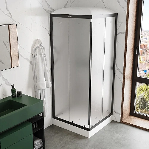 Душевая кабина Parly FQ811B 800x800 профиль черный матовый, стекло матовое (жемчужное) Душевая кабина Parly FQ811B 800x800 профиль черный матовый, стекло матовое (жемчужное)