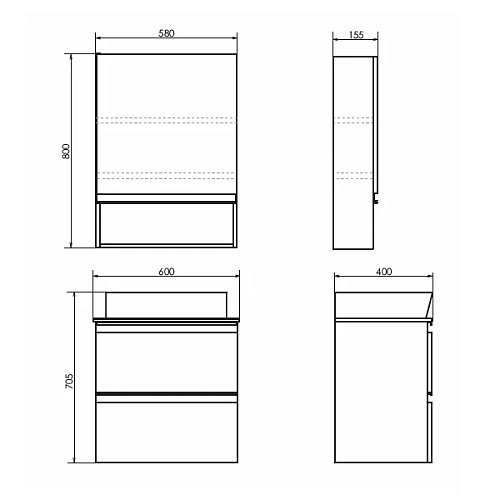 Тумба с раковиной Comforty Эдинбург-60-2 00-00005700 бетон светлый с черной столешницей и раковиной 9055RA-50 Тумба с раковиной Comforty Эдинбург-60-2 00-00005700 бетон светлый с черной столешницей и раковиной 9055RA-50