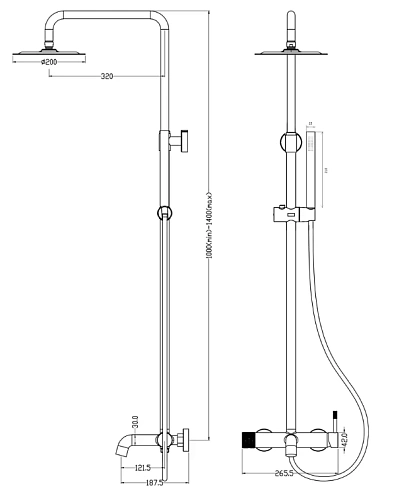 Душевая система Boheme Uno 468-BG Black Gold Душевая система Boheme Uno 468-BG Black Gold