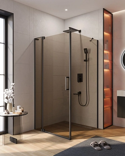 Душевой уголок CEZARES SLIDER-AH-1-100-90/100-BR-NERO 90-100x100см стекло тонированное (бронза), профиль черный Душевой уголок CEZARES SLIDER-AH-1-100-90/100-BR-NERO 90-100x100см стекло тонированное (бронза), профиль черный