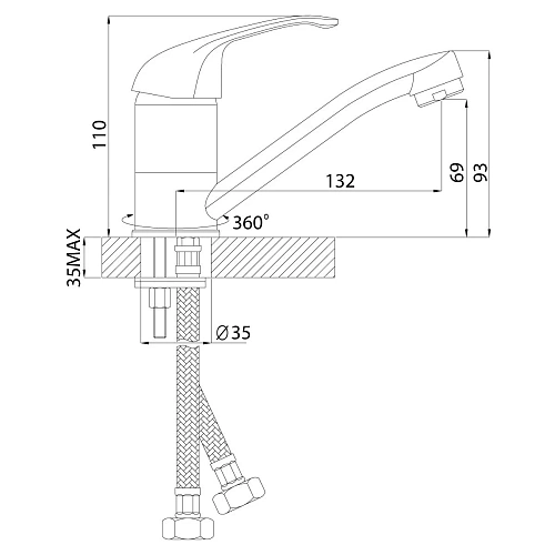 Смеситель для раковины Rossinka A35-22 Смеситель для раковины Rossinka A35-22