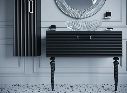 Тумба под раковину Armadi Art Linea 80 842-080-BCR черная + хром Тумба под раковину Armadi Art Linea 80 842-080-BCR черная + хром