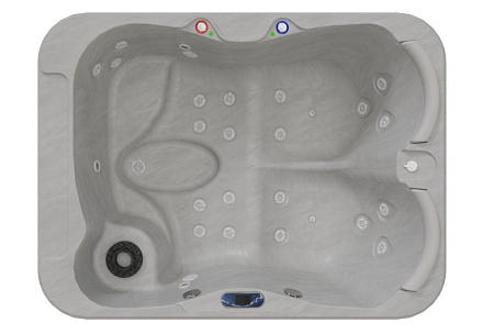Мини бассейн Radomir Мишель 1-30-0-0-5-051С серый мрамор, Platinum, 2050х1550, рама-подставка, 21 гидромассажная форсунка, 2 подголовника, хромотерапия 3 лампы, СПА-контроллер, система фильтрации, система озонации, система подогрева воды, система слива, с
