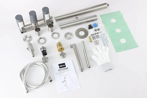 Душевая система ABBER Perfekte 316 AF8A50BST скрытого монтажа с изливом, сталь брашированная Душевая система ABBER Perfekte 316 AF8A50BST скрытого монтажа с изливом, сталь брашированная