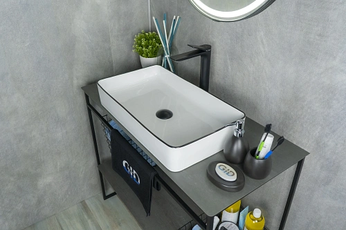 Раковина Gid Nc9399 52225 накладная белая / черная 60x34x11 Раковина Gid Nc9399 52225 накладная белая / черная 60x34x11