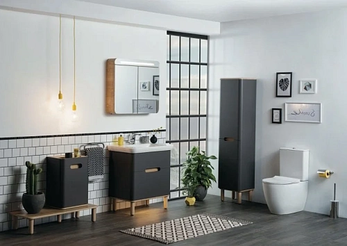 Шкаф-пенал Vitra Sento 40 см 60856 матовый антрацит, левый Шкаф-пенал Vitra Sento 40 см 60856 матовый антрацит, левый