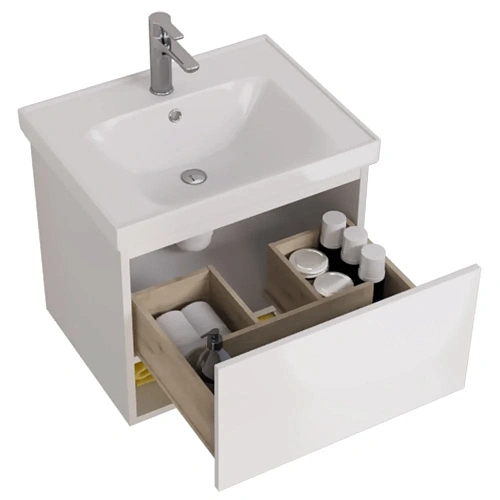 Тумба под раковину DREJA PERFECTO, 60 см, подвесная, 1 ящик, push-to-open, белый глянец 99.0806 Тумба под раковину DREJA PERFECTO, 60 см, подвесная, 1 ящик, push-to-open, белый глянец 99.0806
