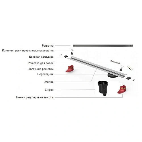 Душевой лоток BERGES SUPER Slim 500, матовый хром, S-сифон D50/105 H50 вертикальный 090078 Душевой лоток BERGES SUPER Slim 500, матовый хром, S-сифон D50/105 H50 вертикальный 090078