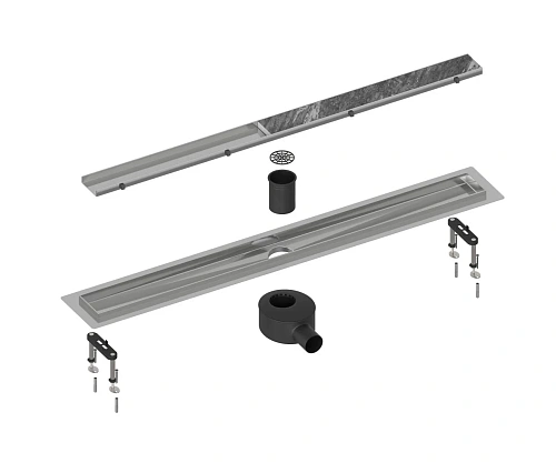 Душевой лоток Timo Drain System 900 с двусторонней панелью "plate" под плитку, Сатин Душевой лоток Timo Drain System 900 с двусторонней панелью "plate" под плитку, Сатин