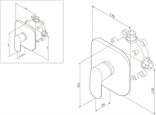 Смеситель для душа AM.PM Sensation F3075000 встраиваемый Смеситель для душа AM.PM Sensation F3075000 встраиваемый
