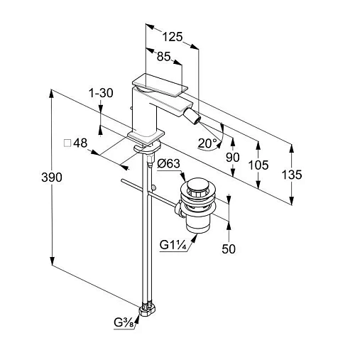 Смеситель для биде Kludi DECUS 54217N575 брашированный никель Смеситель для биде Kludi DECUS 54217N575 брашированный никель