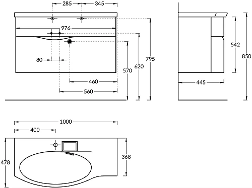 Раковина Kerama Marazzi RIVA мебельная левая с крепежом 100, белая глянцевая RV.wb.100Lh Раковина Kerama Marazzi RIVA мебельная левая с крепежом 100, белая глянцевая RV.wb.100Lh