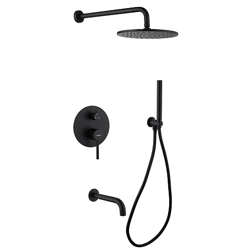 Душевая система ABBER Wasser Kreis AF8117B скрытого монтажа с изливом, черная матовая Душевая система ABBER Wasser Kreis AF8117B скрытого монтажа с изливом, черная матовая