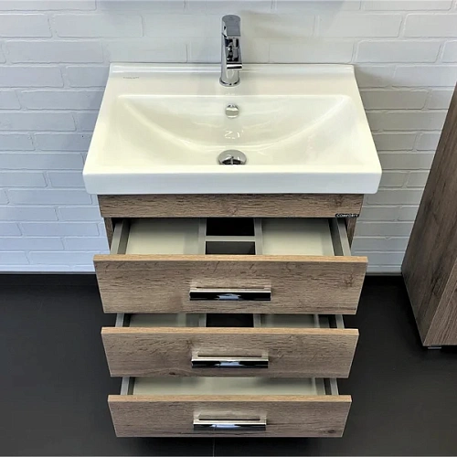 Тумба с раковиной Comforty Никосия 60Н 00-00008852 дуб темный раковина Fest 60 F01 Тумба с раковиной Comforty Никосия 60Н 00-00008852 дуб темный раковина Fest 60 F01