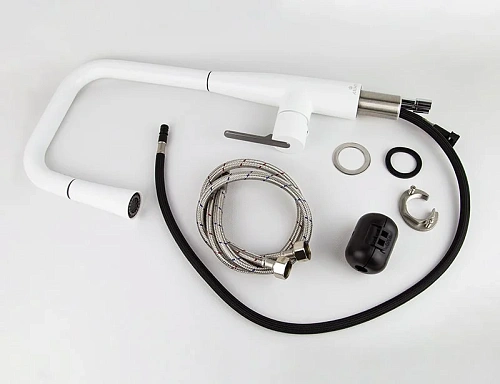 Смеситель для кухни Kaiser Claro 22144-24 Белый матовый/Вороненая сталь Смеситель для кухни Kaiser Claro 22144-24 Белый матовый/Вороненая сталь