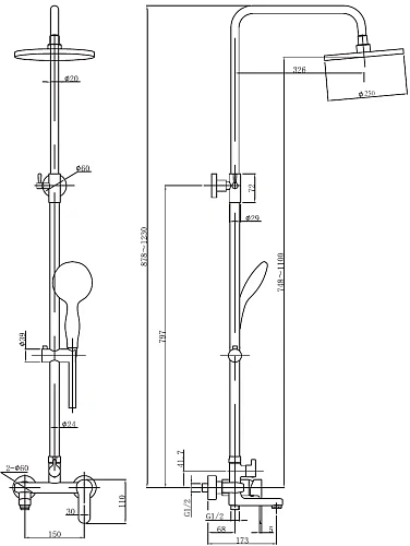 Душевая система Aquanet Passion R3 AF300-72-R-B Душевая система Aquanet Passion R3 AF300-72-R-B