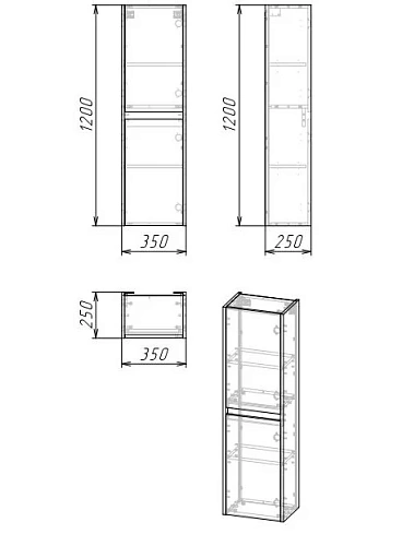 Шкаф-пенал GROSSMAN ЭДВАНС-35 см универсальный цемент светлый 303504 Шкаф-пенал GROSSMAN ЭДВАНС-35 см универсальный цемент светлый 303504