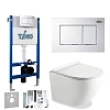 Картинка анонса товара «комплект унитаза timo kulo twc-01+fp-004+tk-403 белый с инсталляцией, клавишей смыва reko хромированная с шумоизоляцией и креплениями»