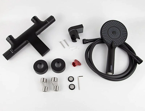 Смеситель для ванны Kaiser Serio 05322-9 с термостатом Черный матовый Смеситель для ванны Kaiser Serio 05322-9 с термостатом Черный матовый