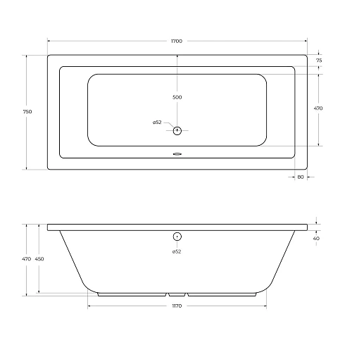 Акриловая ванна CEZARES PLANE-170-75-45-W37 1700x750 белый Акриловая ванна CEZARES PLANE-170-75-45-W37 1700x750 белый